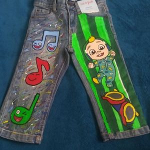 Hand painted Cocomelon Denim Jeans